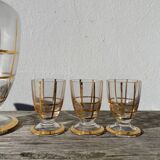 Art Deco glass and gold carafe or vase from the 1950s.