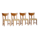 Early 20th century, set of 4 Danish Art Nouveau dining chairs, burl & velvet.