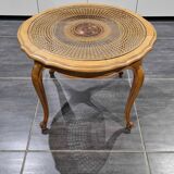 Table basse Louis XV en cannage traditionnel, années 1970