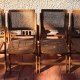 Suite of 4 folding chairs cannage 60s vintage