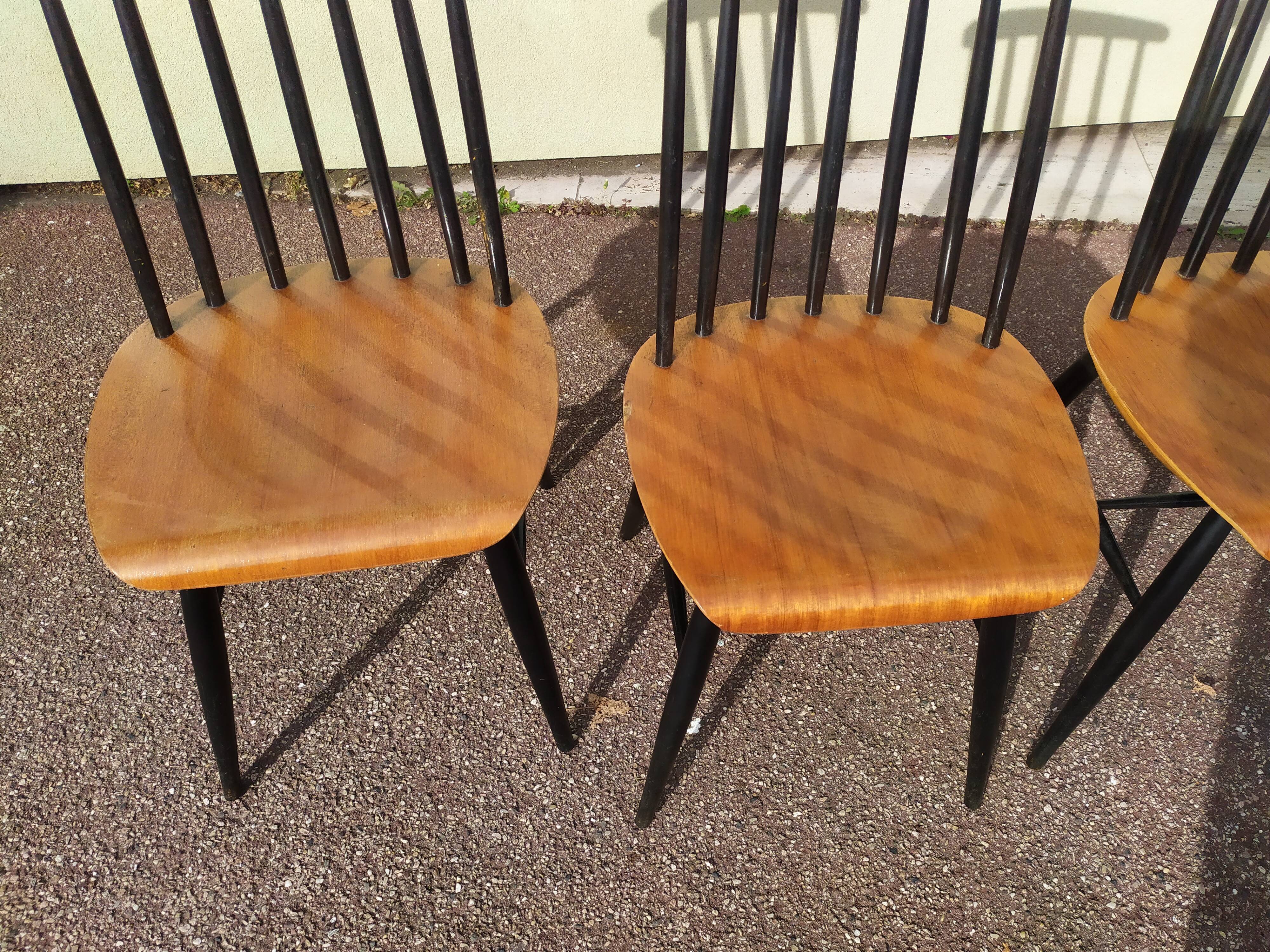 Set of 4 Scandinavian Chairs Fanett by Ilmari Tapiovaara, 60s