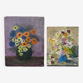 Duo of small Flower paintings