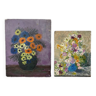 Duo of small Flower paintings