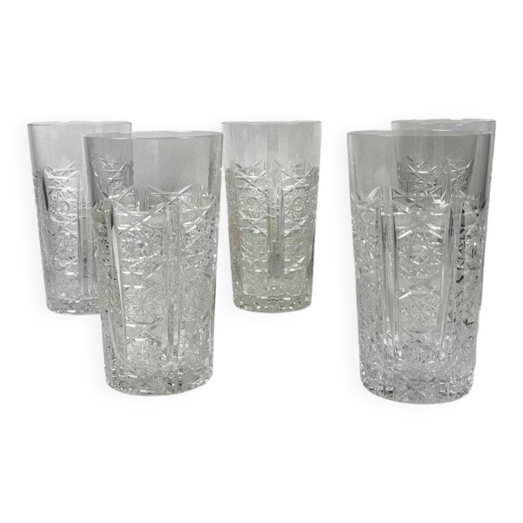 Lot De 8 Verres à Vin En Cristal Moser - Modèle Pope - Art Déco Tchèque ~1925