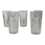 Set of 5 Bohemian cut crystal highball glasses, Czech Republic