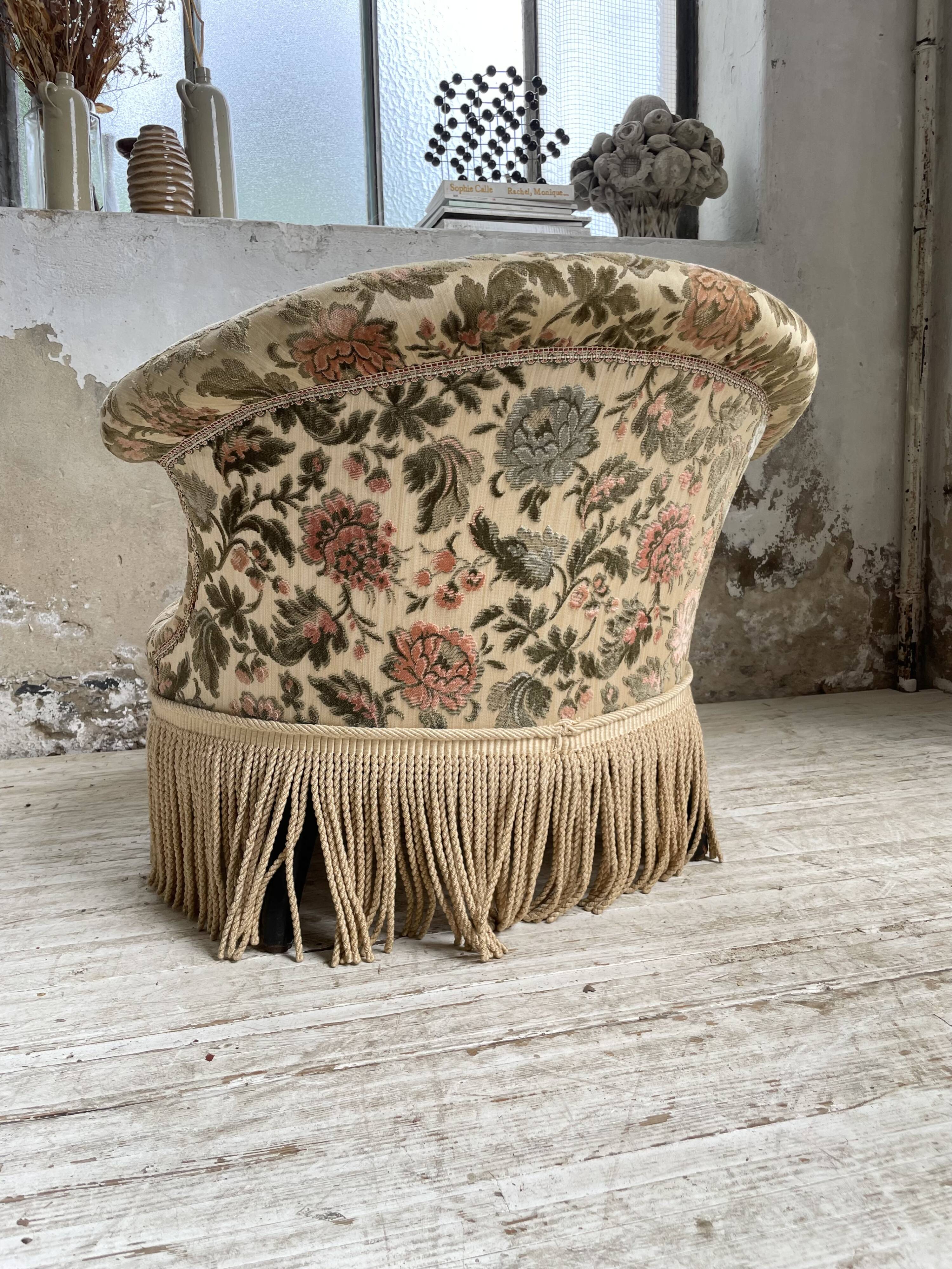 Fauteuil napoléon fleuri XIXème