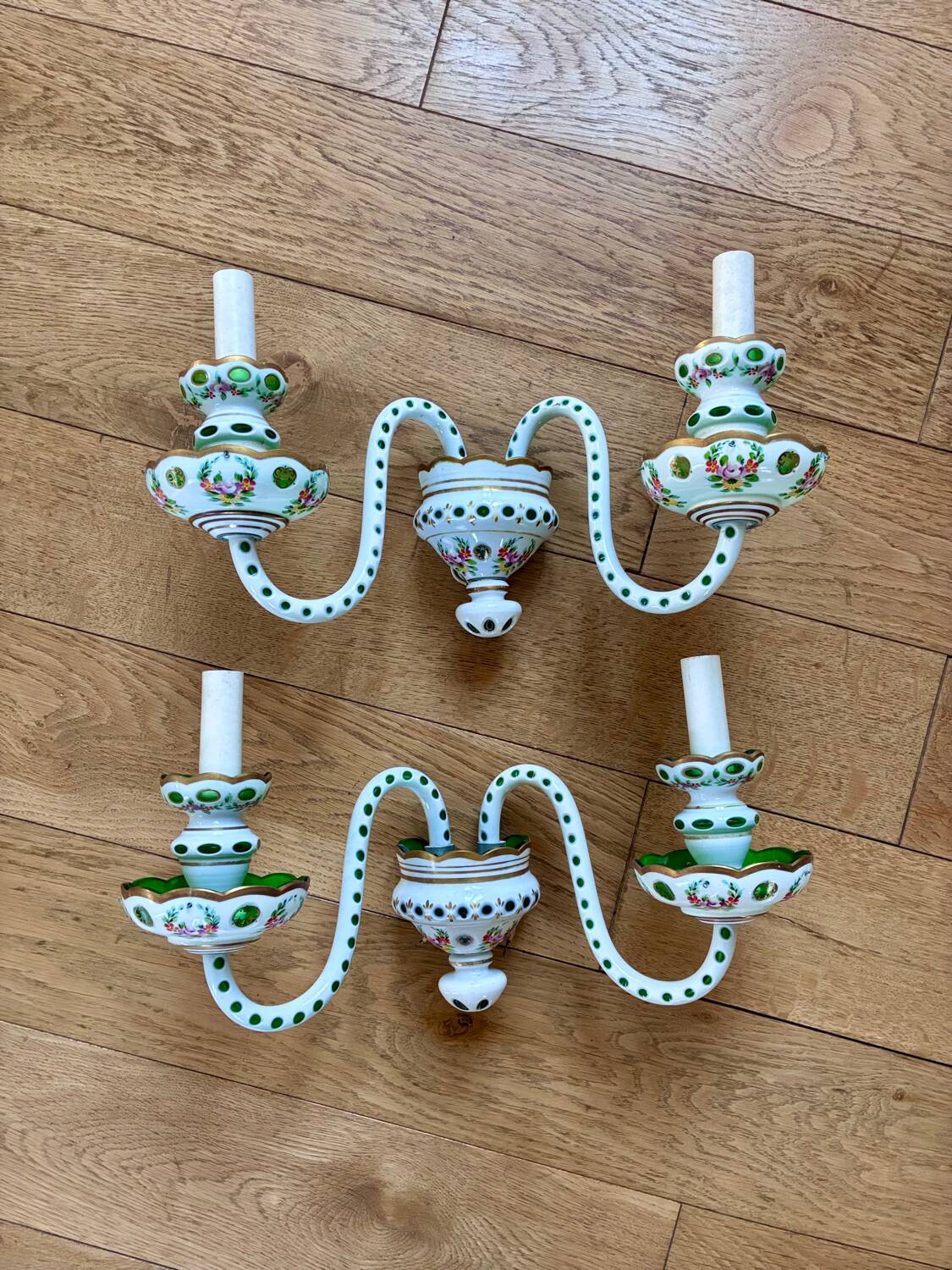 Pair of "Bohème" glass wall lights, 1950