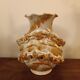 Large brutalist Italian ceramic vase, vintage two-tone, 60s/70s.