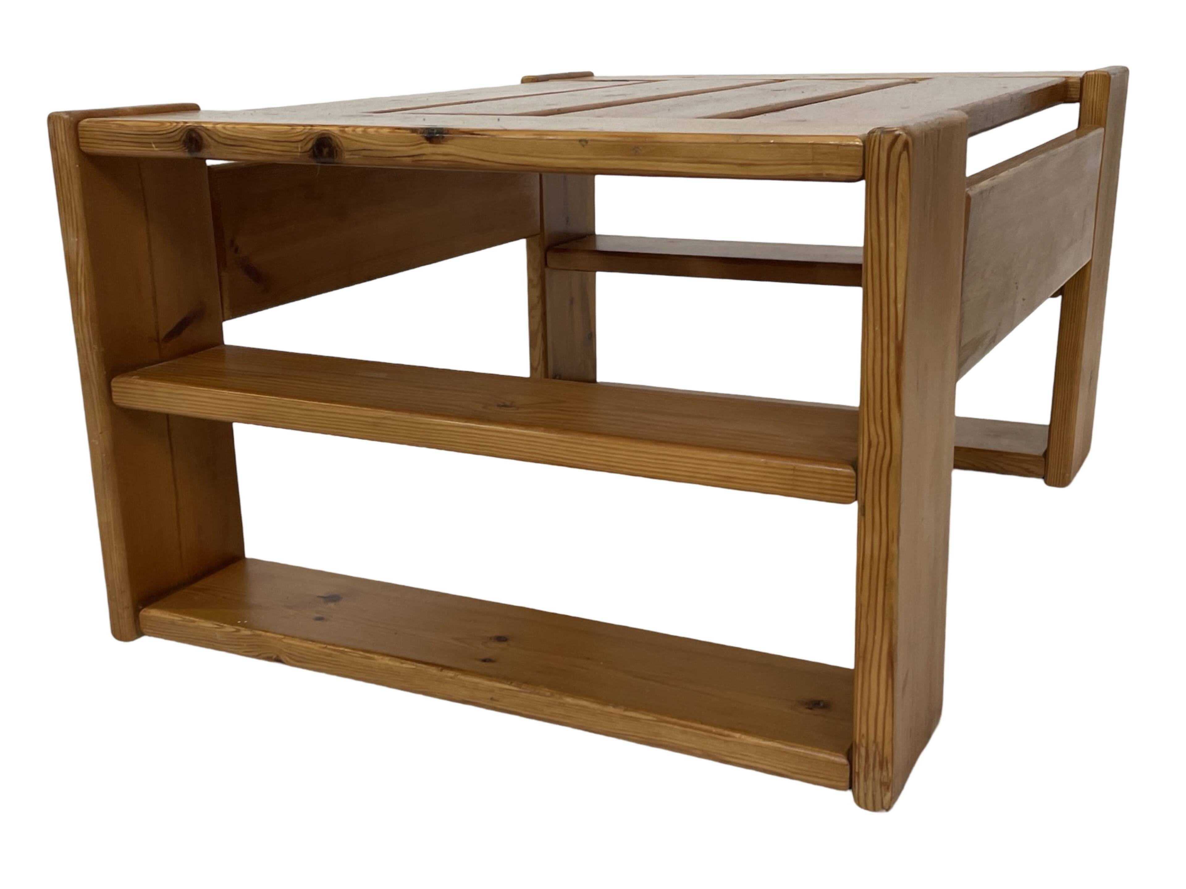 Vintage Coffee Table Pine Wood Design 1970s Coffee Table
