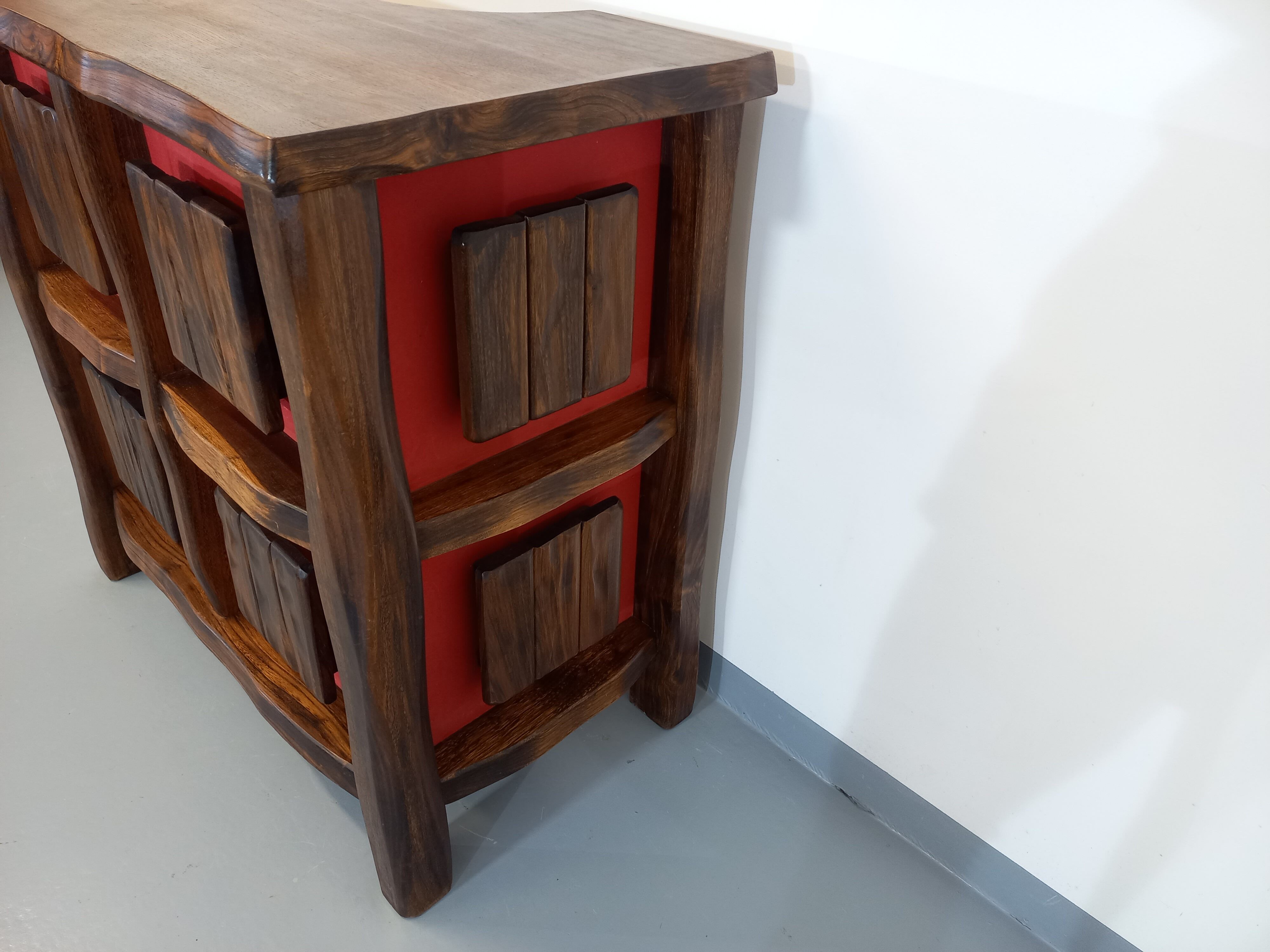 Bright brutalist bar furniture aranjou vintage from the 50s 60s in solid elm