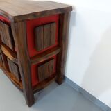 Bright brutalist bar furniture aranjou vintage from the 50s 60s in solid elm