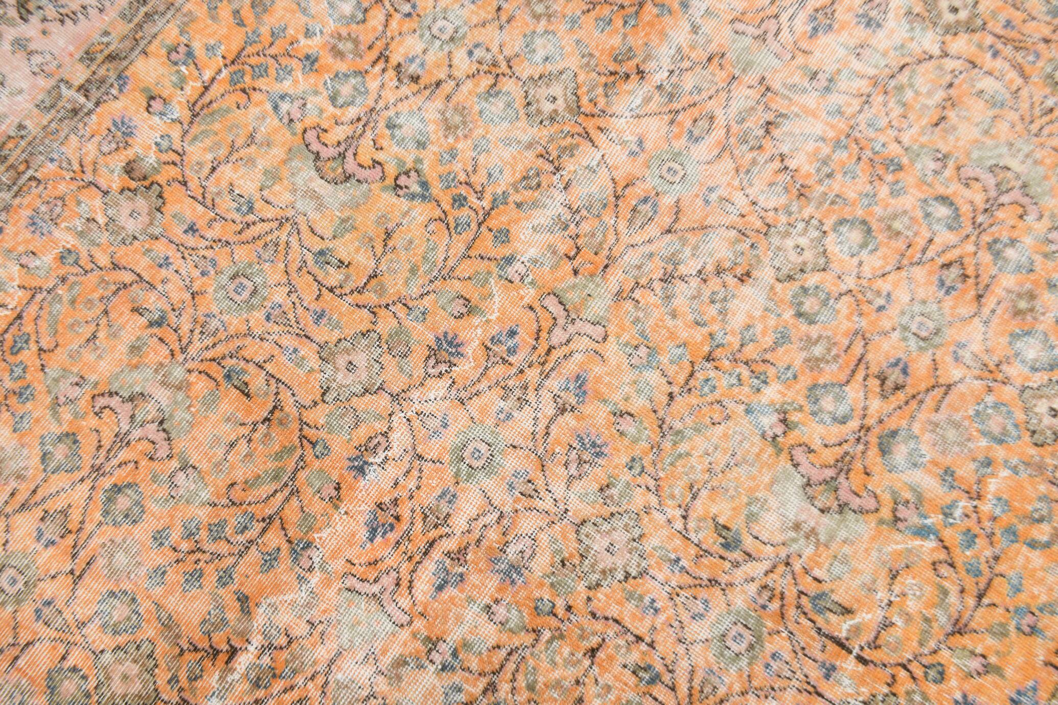 7x10 Pumpink Orange Large Vintage Rug 204x296Cm
