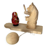 Bogorodskaya traditional Russian wooden bear and matryoshka toy