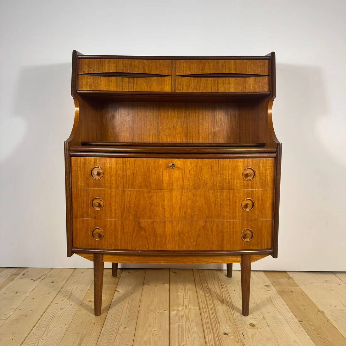 Danish teak cabinet with drawers and pull-out secretary desk – 1960