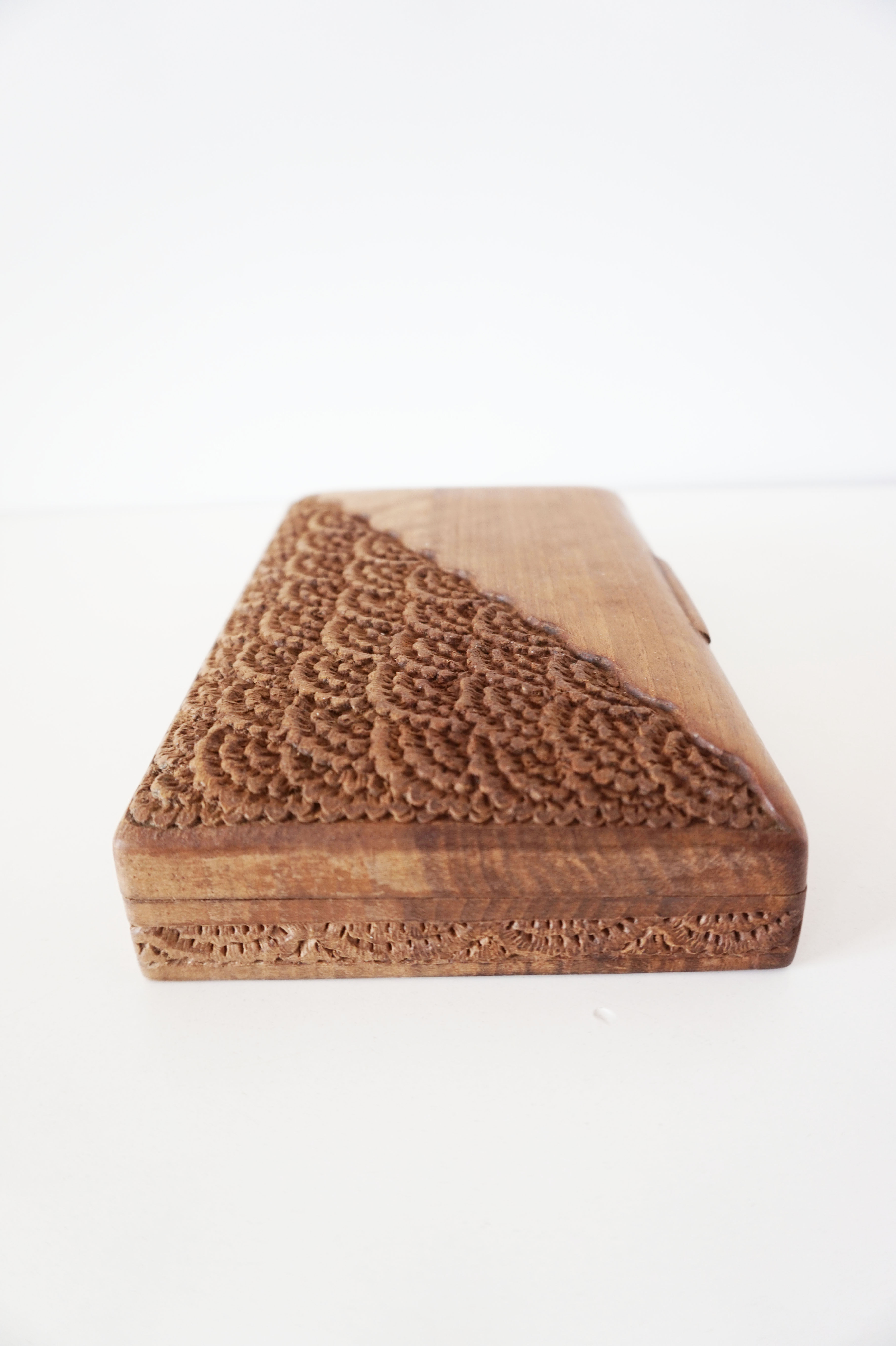 Antique chiseled wooden box