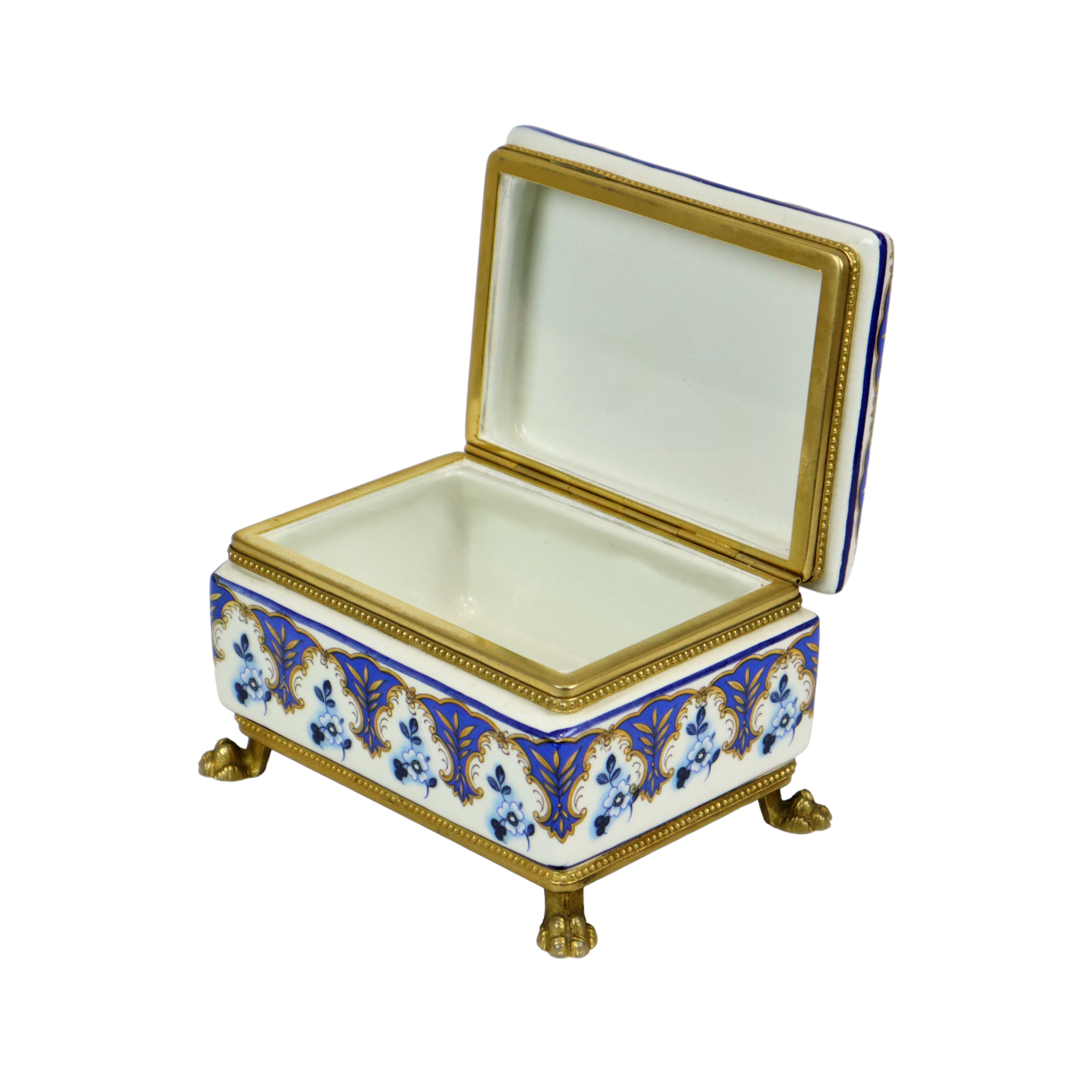 Florentine mtc box jewelery trinket italian hand painted claw feet 15cm