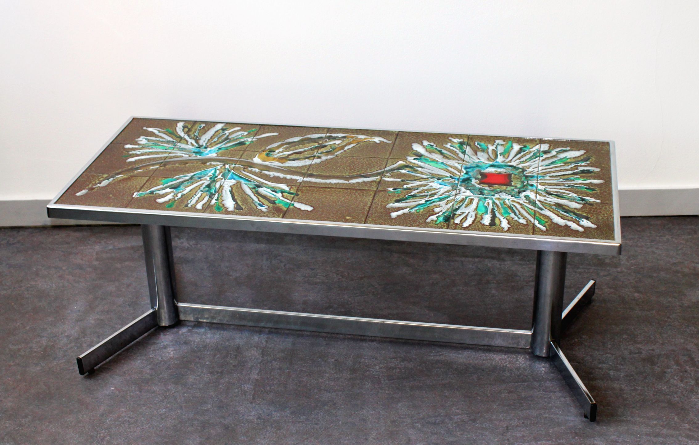 Ceramic and chrome coffee table