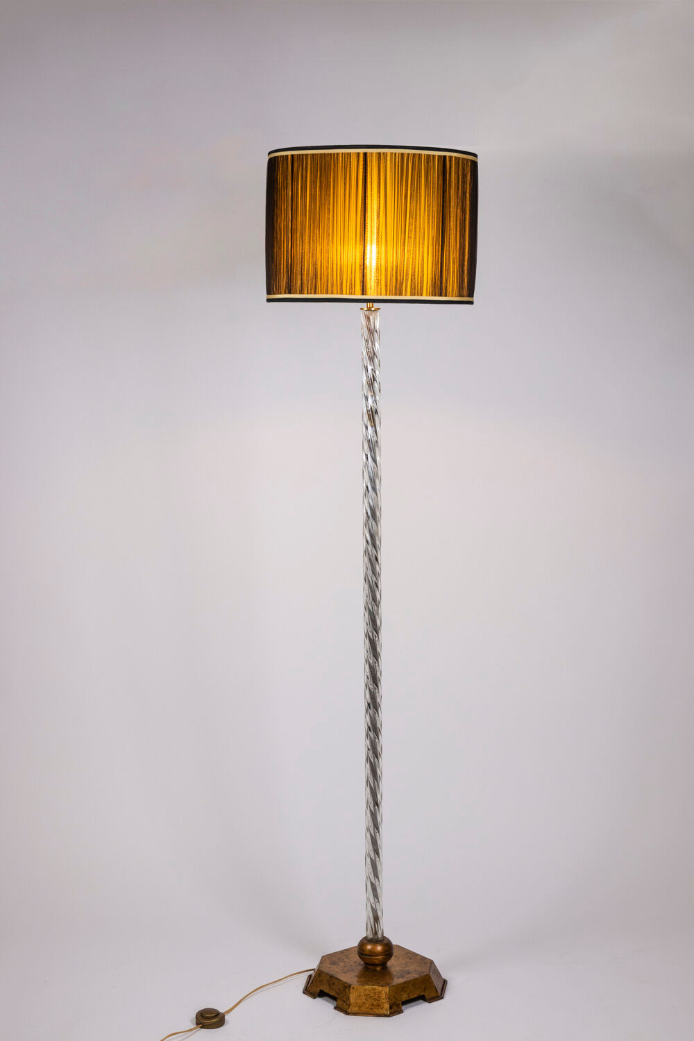 Glass and gilded metal floor lamp, 1950s