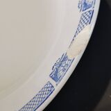 6 Saint Amand and Hamage white/blue earthenware soup plates