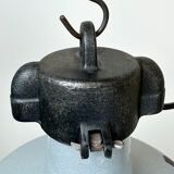 Industrial Grey Enamel Factory Lamp with Cast Iron Top, 1960s