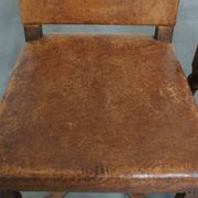 Set of 2 Wooden and Sheepskin Leather Dining Chairs from the Early 1900s