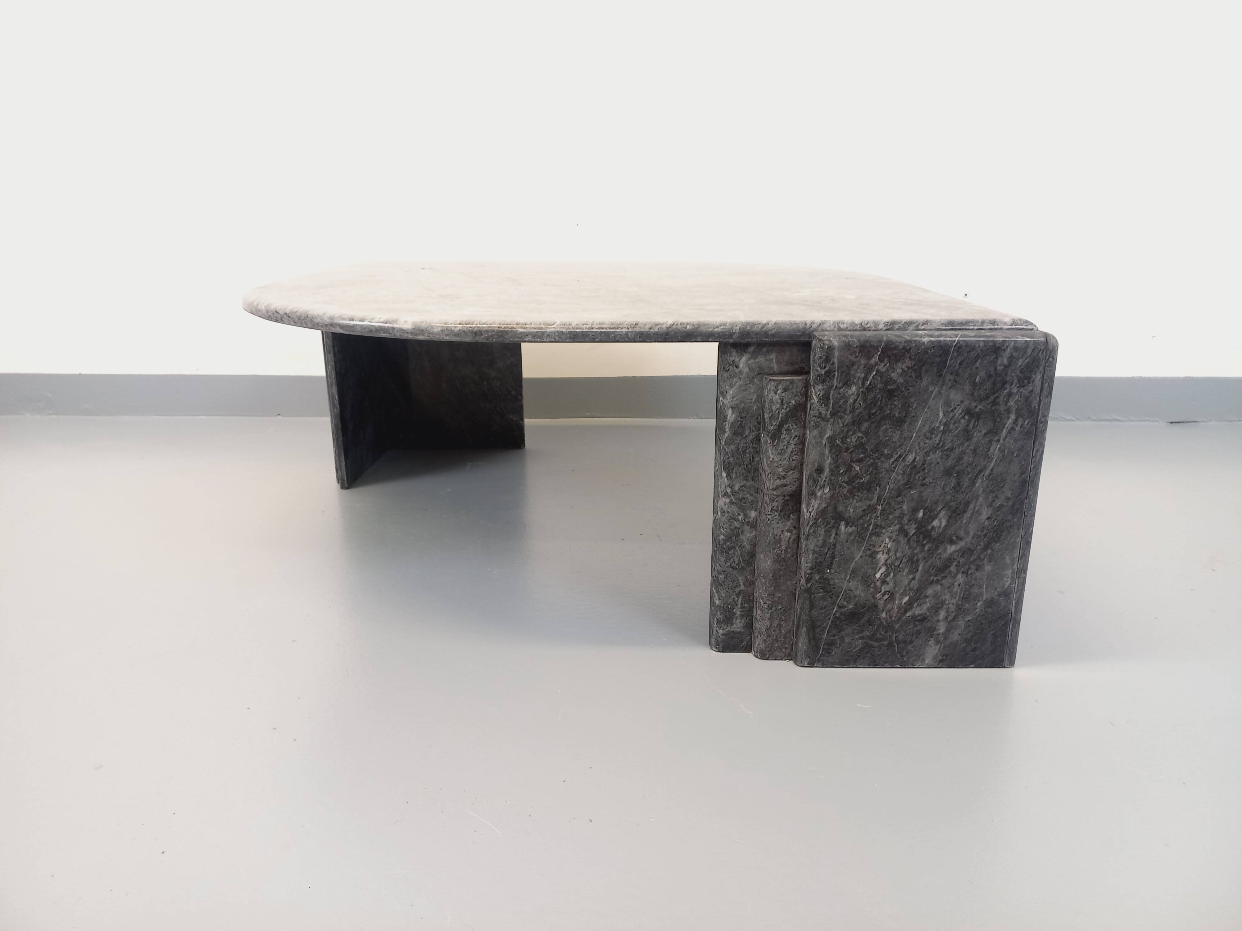 Vintage grey marble coffee table from the 1970s.
