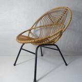 Armchair rattan shell metal