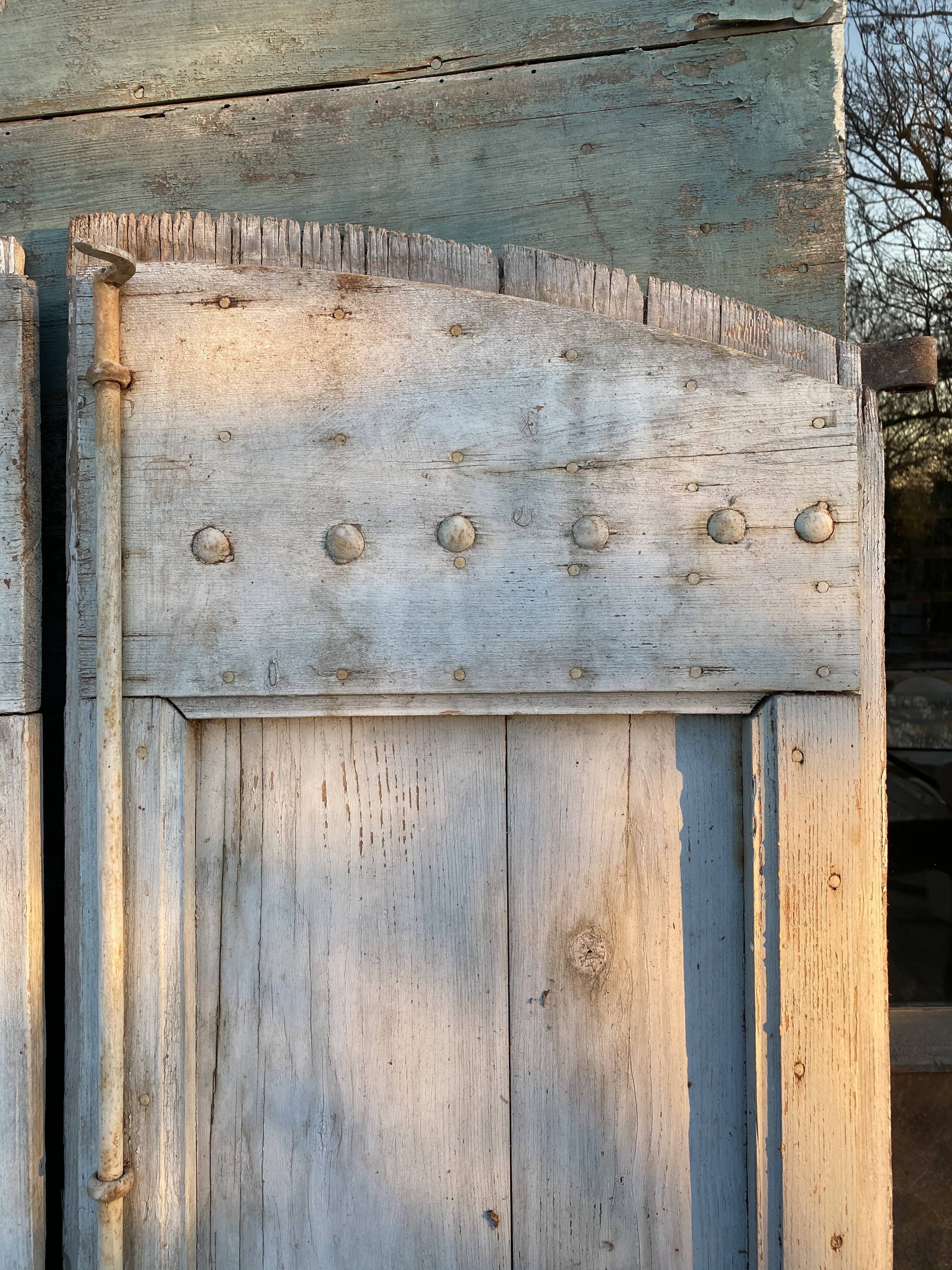 Pair of patinated wood shutters 19th