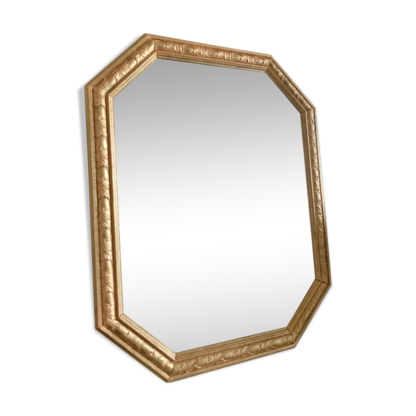 Golden octagonal mirror Art Deco