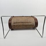 Italian Magazine Rack with Rattan, 1980's