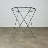 Chrome tripod side table by Angel Cerda