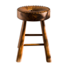 Wooden and leather stool