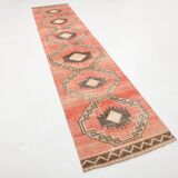 Vintage Pale Red Oriental Persian Runner Rug, 84x389Cm