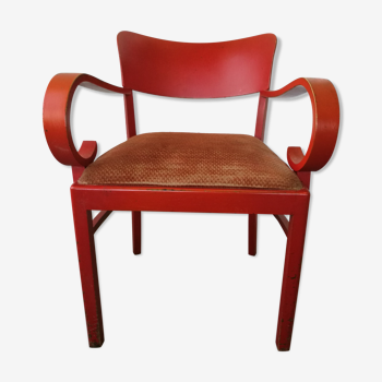 Fauteuil art déco 1930 rouge