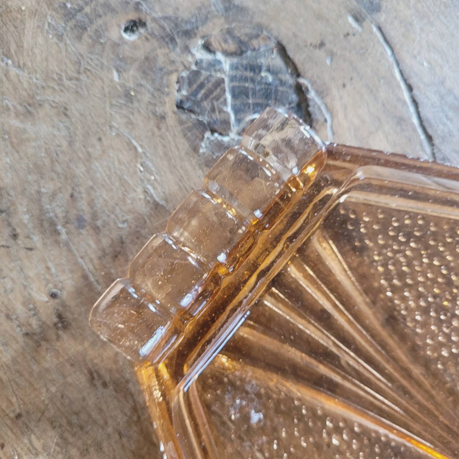 Art Deco amber glass tray