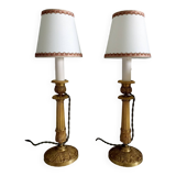 Paire de lampes bougeoirs en bronze ciselé