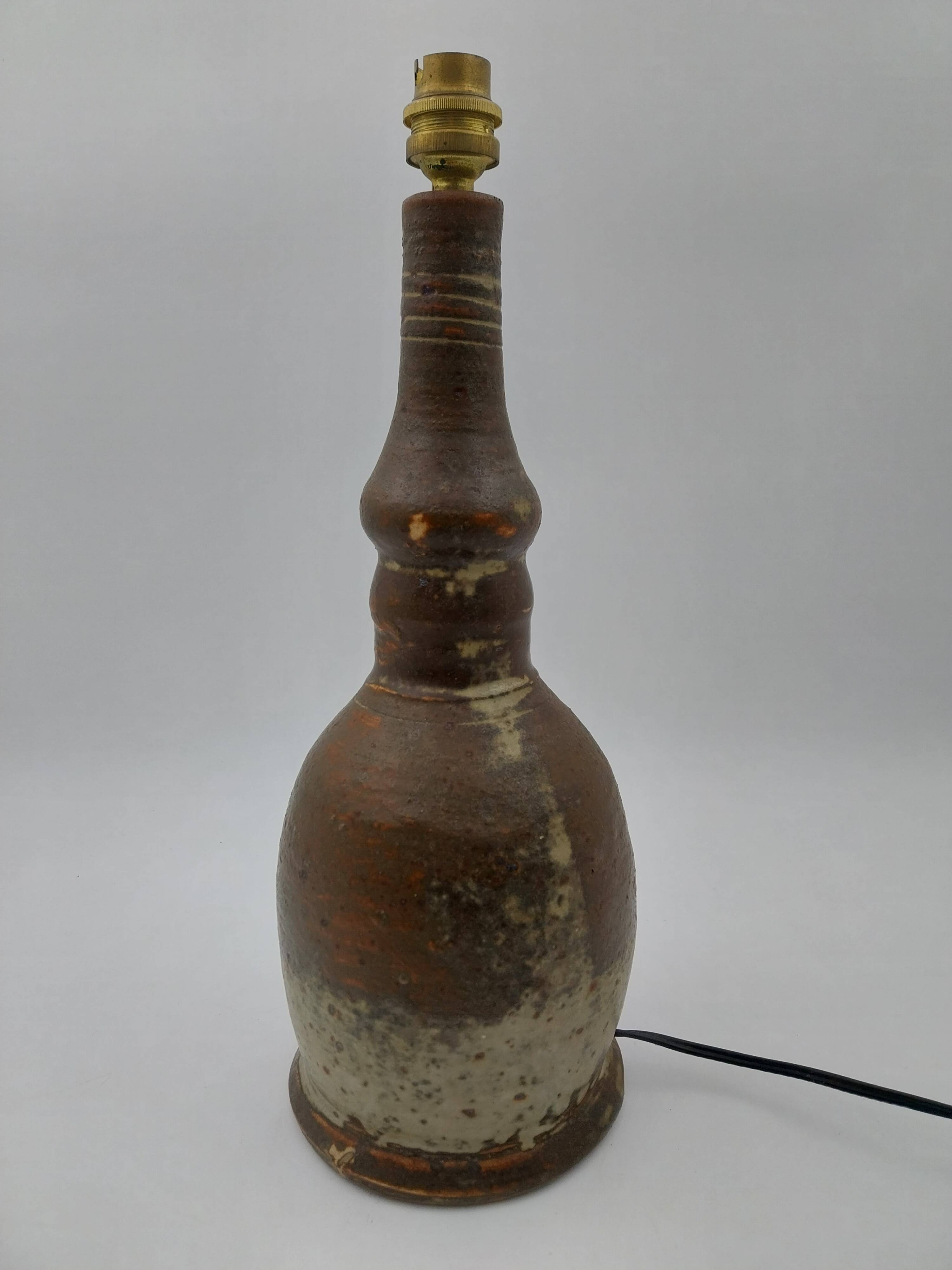 Vintage chamotte earthenware lamp unsigned