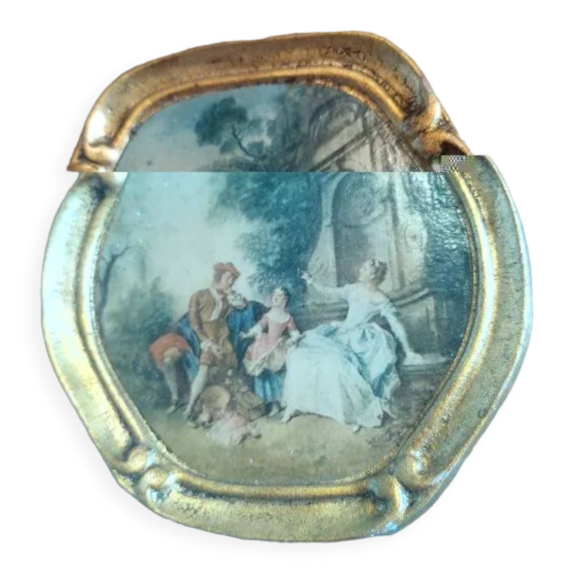 Photo holder frame golden wood lancret patinated