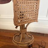 Lampe à poser en rotin vintage 1950 1960 italienne
