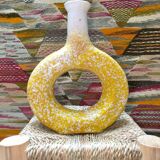 Vase Tamegroute Jaune trou central, Céramique Maroc, Décoration intérieure