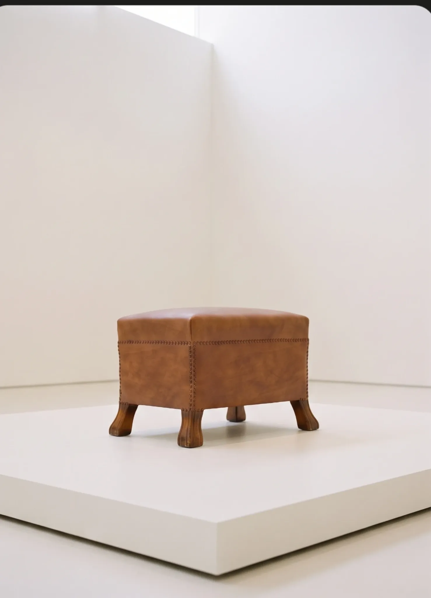 Ernesto Valabrega leather armchair/ottoman. Mid century