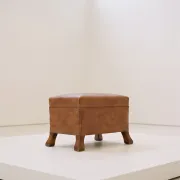 Ernesto Valabrega leather armchair/ottoman. Mid century