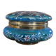 Turquoise glass box, beautifully decorated with gold motifs