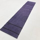 Purple Black Turkish Vintage Runner Rug, 74x346Cm