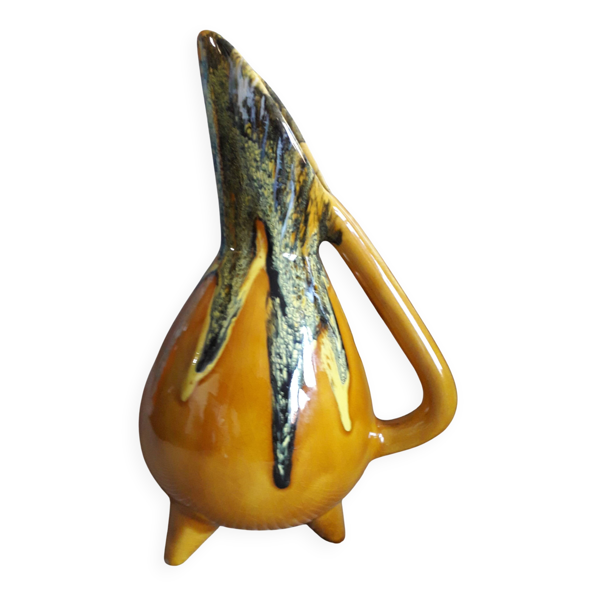 Vallauris ceramic tripod vase