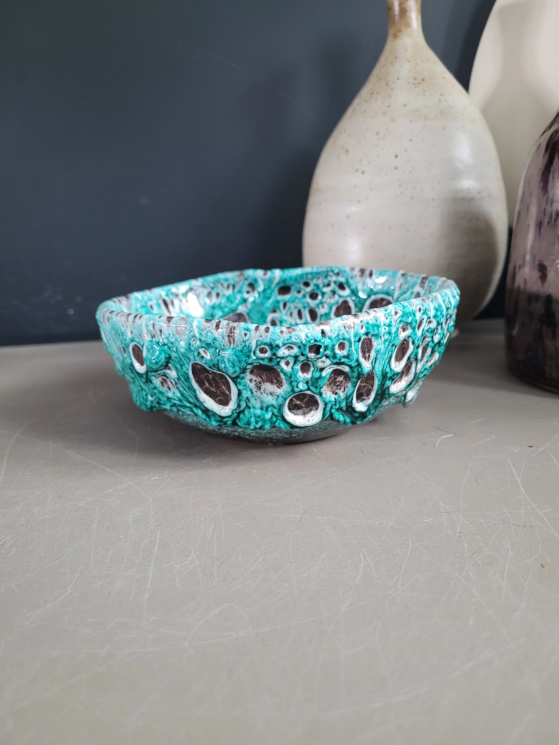 Turquoise fat lava bowl - Ref 1000