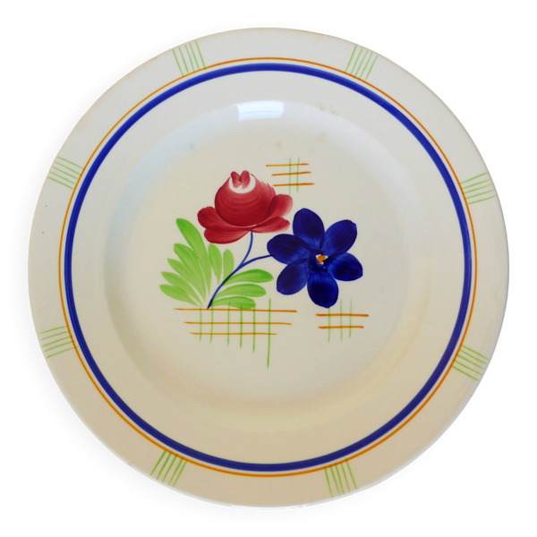 Plat de service rond vintage de Gien modèle Robinson