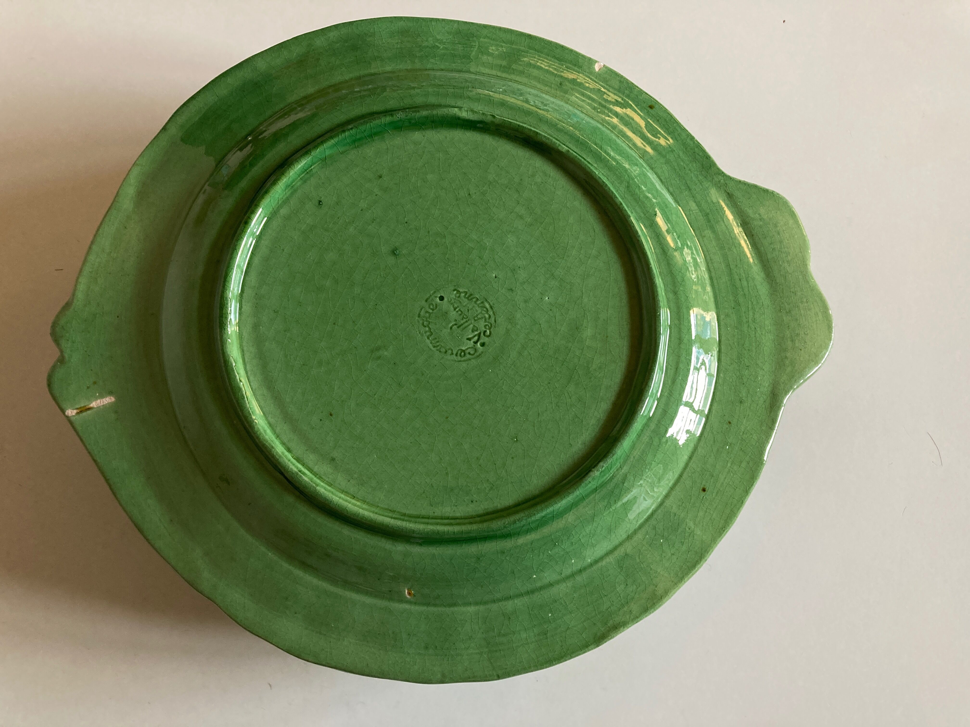 Set de 6 assiettes en terre vernissée vert Atelier Cérenne Vallauris 1945 - 1958