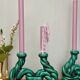 Pair of vintage green ceramic candlesticks signed Hubert Pernin, Vallauris.