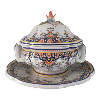 Tureen and its earthenware support from Desvres Geo Martel